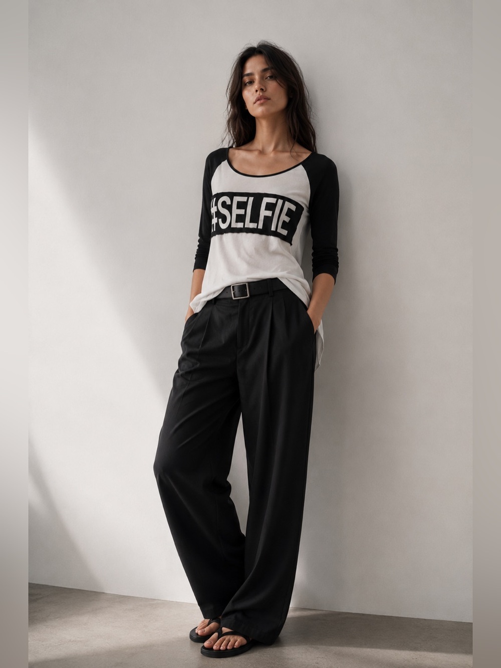 Selfie graphic High Low Long Sleeve top